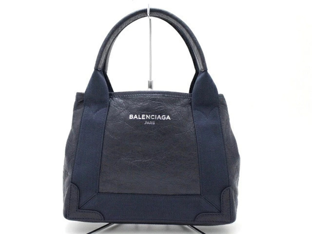 Balenciaga Navy Blue Cabas Handbag Calfskin
